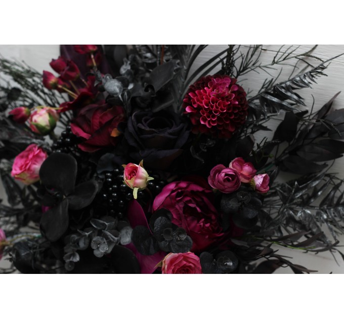 Deep Purple, Black, and Magenta Wedding Bouquets – Gothic Bridal Designs