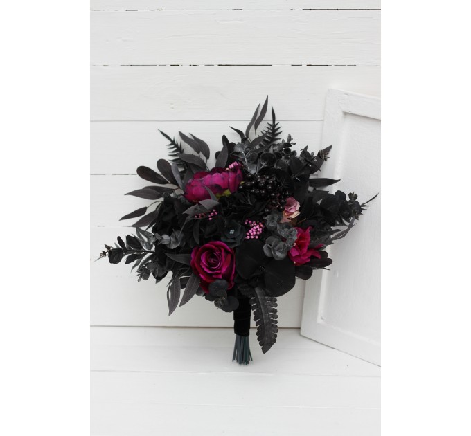 Deep Purple, Black, and Magenta Wedding Bouquets – Gothic Bridal Designs