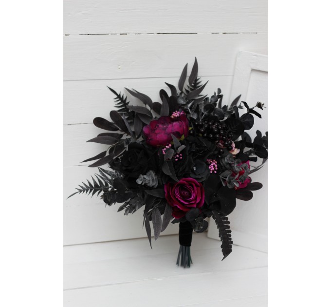 Deep Purple, Black, and Magenta Wedding Bouquets – Gothic Bridal Designs