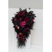 Wedding bouquets in deep purple black magenta colors. Bridal bouquet. Cascading bouquet. Faux bouquet. Bridesmaid bouquet. 5112