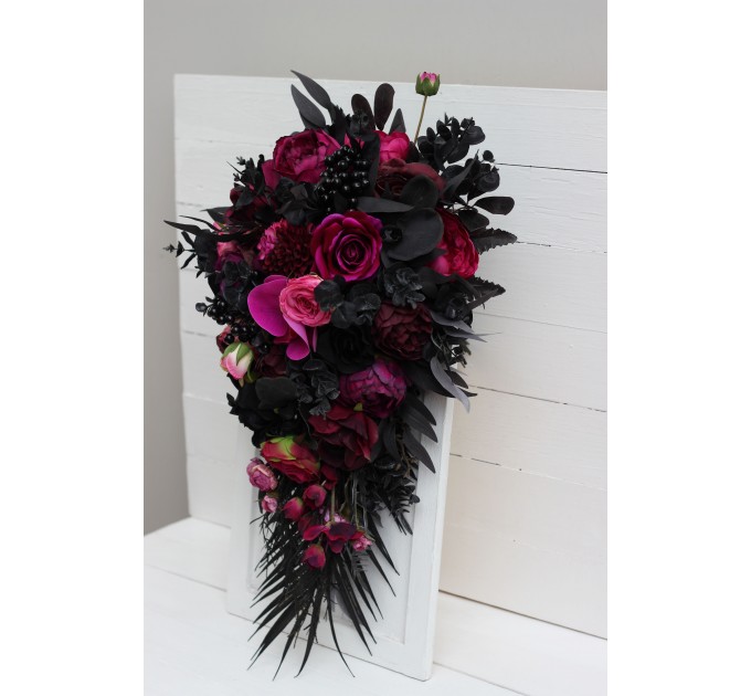 Deep Purple, Black, and Magenta Wedding Bouquets – Gothic Bridal Designs
