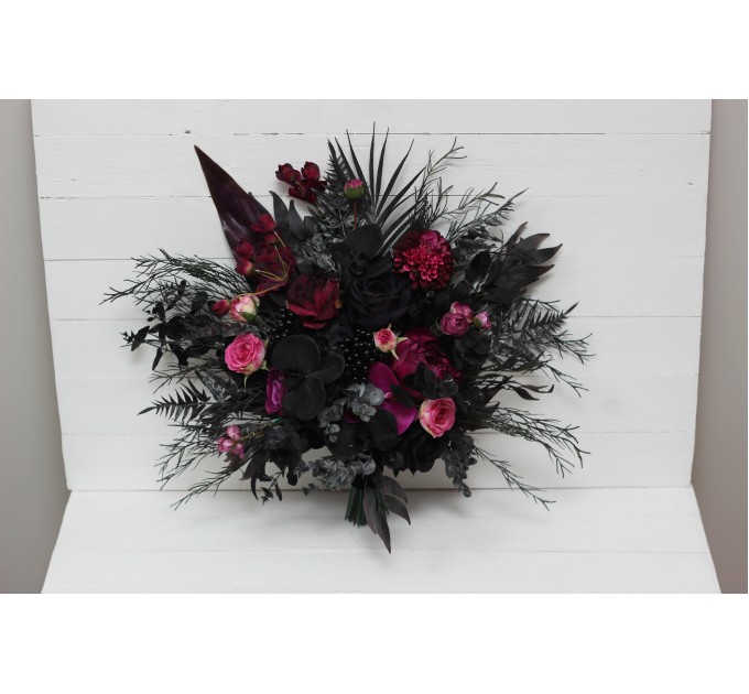 Deep Purple, Black, and Magenta Wedding Bouquets – Gothic Bridal Designs