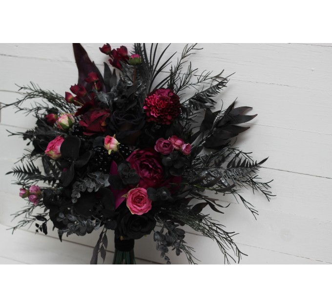 Deep Purple, Black, and Magenta Wedding Bouquets – Gothic Bridal Designs