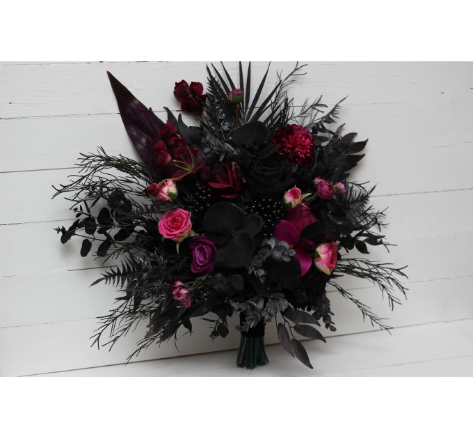 Deep Purple, Black, and Magenta Wedding Bouquets – Gothic Bridal Designs