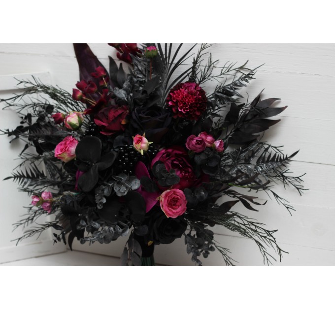 Deep Purple, Black, and Magenta Wedding Bouquets – Gothic Bridal Designs