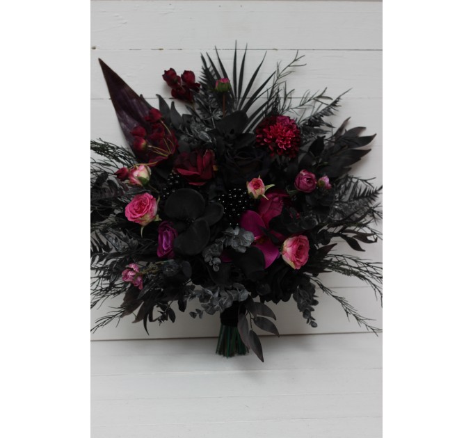 Deep Purple, Black, and Magenta Wedding Bouquets – Gothic Bridal Designs