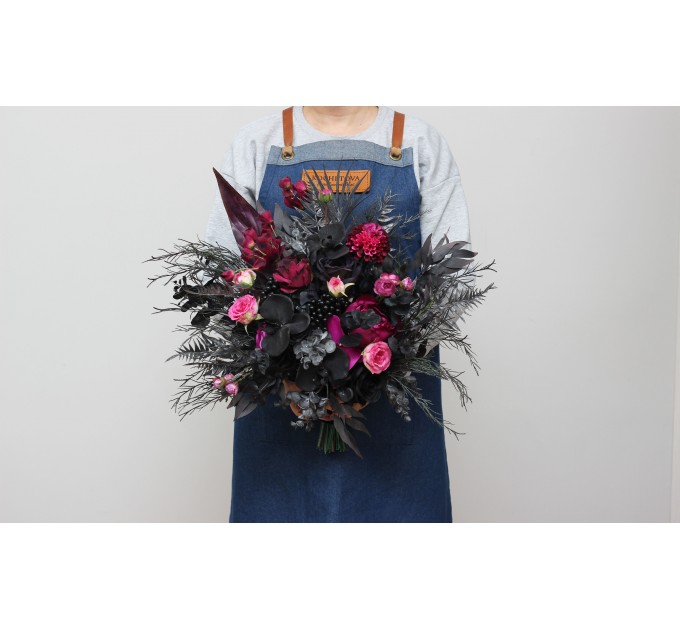 Deep Purple, Black, and Magenta Wedding Bouquets – Gothic Bridal Designs