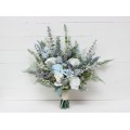 Wedding bouquets in dusty blue white colors. Bridal bouquet. Faux bouquet. Bridesmaid bouquet. 5116