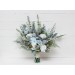 Wedding bouquets in dusty blue white colors. Bridal bouquet. Faux bouquet. Bridesmaid bouquet. 5116