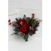 Winter pine bouquet. Red protea bouquet. Faux cones bouquet. Classic wedding. Vine silk flowers. Red green color scheme. Hunter green bouquet. 5117