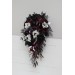 Deep Purple, Black, Silver, and White Anemone Wedding Bouquets – Gothic & Halloween Cascade Bouquet
