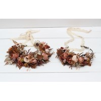 Cinnamon terracotta beige flower crown. Hair wreath. Flower girl crown. Wedding flowers. 5118