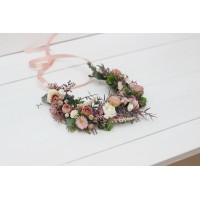 Dusty rose cream blush pink  flower crown. Hair wreath. Flower girl crown. Wedding flowers. 5122