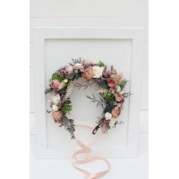 Dusty rose cream blush pink  flower crown. Hair wreath. Flower girl crown. Wedding flowers. 5122