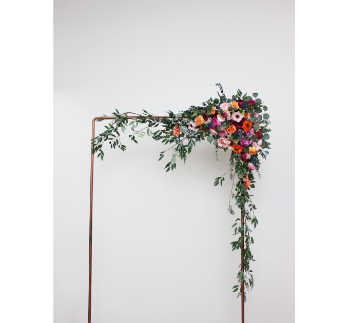  Flower arch arrangement in orange pink magenta colors.  Arbor flowers. Floral archway. Faux flowers for wedding arch. 5127