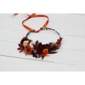 Rust burgundy white flower crown. Hair wreath. Flower girl crown. Wedding flowers. 5124