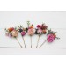  Set of  5 bobby pins in orange pink magenta  color scheme. Jewel-tone wedding. Hair accessories. Flower accessories for wedding. 5127