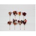  Set of 8 bobby pins in rust burgundy white color scheme. Hair accessories. Flower accessories for wedding.  5124