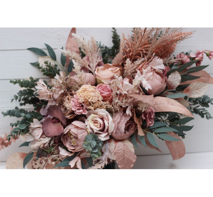 Wedding Bouquets in Dusty Rose & Blush Pink | Faux Bridal & Bridesmaid Bouquets
