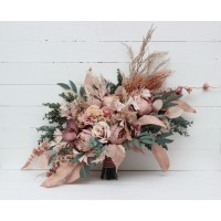 Wedding bouquets in dusty rose blush pink colors. Bridal bouquet. Faux bouquet. Bridesmaid bouquet. 5123