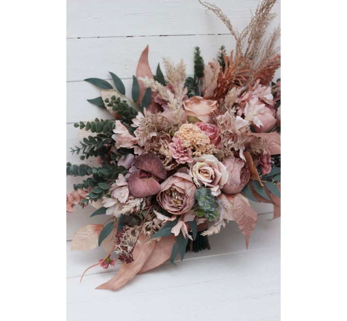 Wedding Bouquets in Dusty Rose & Blush Pink | Faux Bridal & Bridesmaid Bouquets