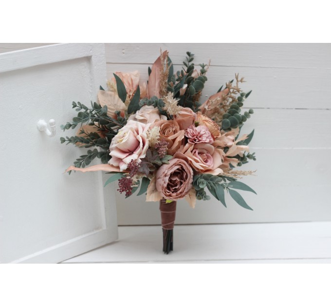 Wedding Bouquets in Dusty Rose & Blush Pink | Faux Bridal & Bridesmaid Bouquets