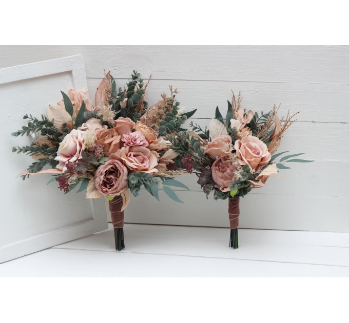 Wedding Bouquets in Dusty Rose & Blush Pink | Faux Bridal & Bridesmaid Bouquets