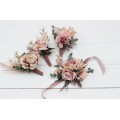 Wedding Boutonnieres & Wrist Corsage in Dusty Rose & Blush Pink | Faux Flower Accessories