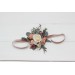 Wedding boutonnieres and wrist corsage in dusty rose cream blush pink color scheme. Flower accessories. 5122
