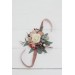 Wedding boutonnieres and wrist corsage in dusty rose cream blush pink color scheme. Flower accessories. 5122