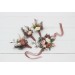 Wedding boutonnieres and wrist corsage in dusty rose cream blush pink color scheme. Flower accessories. 5122