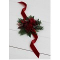  Wedding boutonnieres and wrist corsage  in red and green color scheme. Flower accessories. 5117