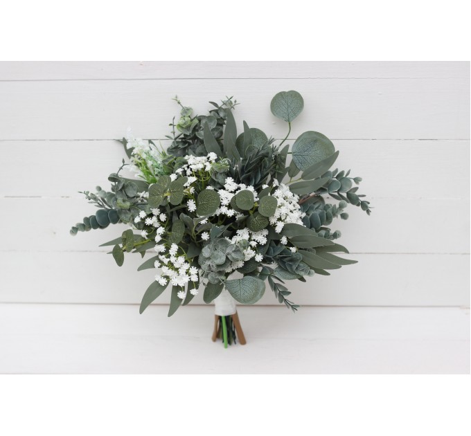 Baby's Breath & Greenery Bridesmaid Bouquet | Faux Bridal & Wedding Flowers