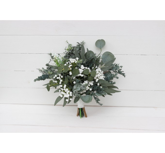Baby's Breath & Greenery Bridesmaid Bouquet | Faux Bridal & Wedding Flowers