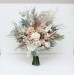 Boho Bridal Bouquet with Pampas Grass | Blush Pink, Beige & Cream Faux Wedding Flowers