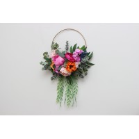 Jewel-tone wedding. Emerald green orange pink magenta flowers. Alternative bridesmaid bouquet. 5127