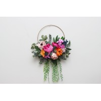 Jewel-tone wedding. Emerald green orange pink magenta flowers. Alternative bridesmaid bouquet. 5127