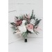 Wedding bouquets in white blush pink colors. Bridal bouquet. Faux bouquet. Bridesmaid bouquet. 5128