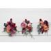  Wedding boutonnieres and wrist corsage  in jewel-tone color scheme. Flower accessories. 5127