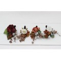 Wedding boutonnieres and wrist corsage  in white rust terracotta  color scheme. Flower accessories. 5129