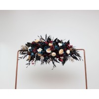  Flower arch arrangement in dark teal burgundy black cream colors.  Arbor flowers. Floral archway. Faux flowers for wedding arch. 5136