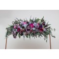  Flower arch arrangement in jewel-tone colors.  Arbor flowers. Floral archway. Faux flowers for wedding arch. 5137