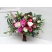 Jewel-Tone Bridal Bouquet in Emerald Green, Orange, Pink & Magenta | Faux Boho Wedding Flowers