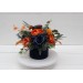 Navy blue orange centerpiece. Table decor. Wedding flowers in box. 5138