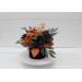 Navy blue orange centerpiece. Table decor. Wedding flowers in box. 5138