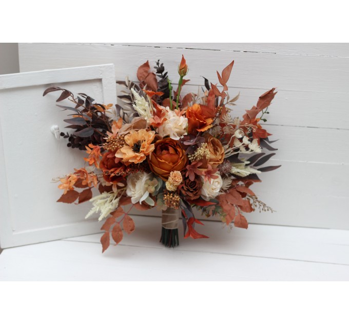 Wedding Bouquets in Orange, Ivory, Rust & Terracotta | Faux Bridal & Bridesmaid Bouquets