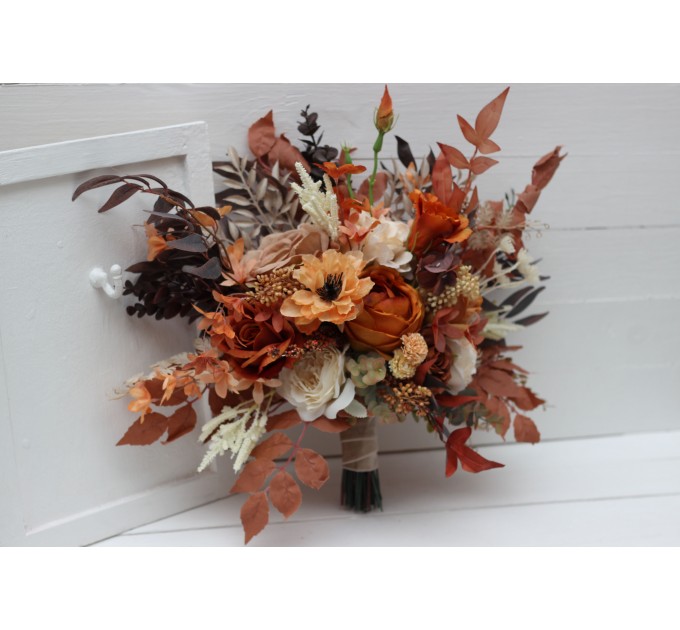Wedding Bouquets in Orange, Ivory, Rust & Terracotta | Faux Bridal & Bridesmaid Bouquets