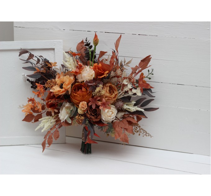 Wedding Bouquets in Orange, Ivory, Rust & Terracotta | Faux Bridal & Bridesmaid Bouquets