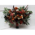 Wedding bouquets in terracotta cinnamon rust ivory colors. Bridal bouquet. Faux bouquet. Bridesmaid bouquet. 5139