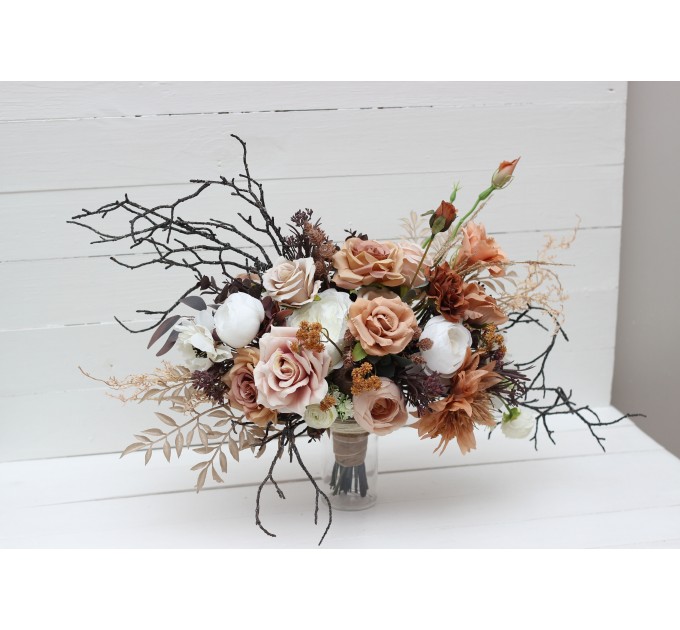 Wedding Bouquets in White & Terracotta | Bridal & Bridesmaid Faux Bouquets